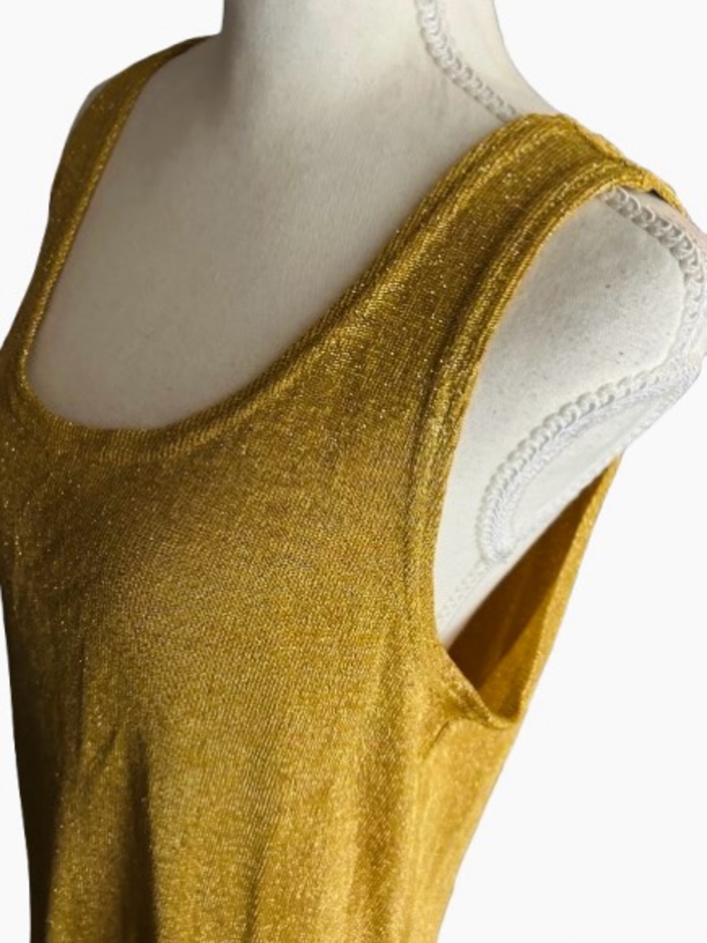 Sparkly Vintage Gold CACHE Metallic Top Knit Y2K 90s Large Shirt Sweater